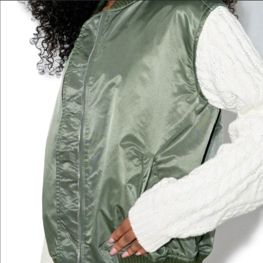 NWT J.O.A. Sweater Sleeve Bomber Jacket